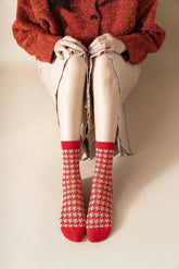 Red Christmas Crew Socks | Cute Christmas Socks | Cute Outfits - KawaSocks